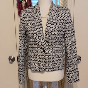 Mario Serrani Blue and White Geometric Blazer